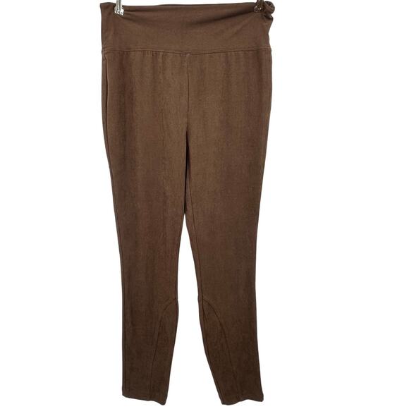 LOGO by Lori Goldstein Pull On Leggings Womens 2XSP PETITE Brown Faux Suede - Picture 1 of 7